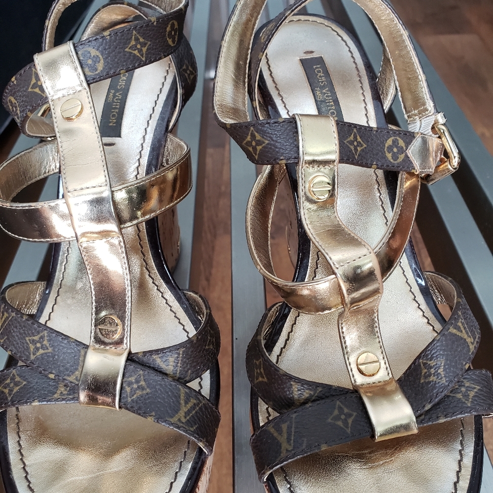 ***SOLD*** Louis Vuitton wedge sandals